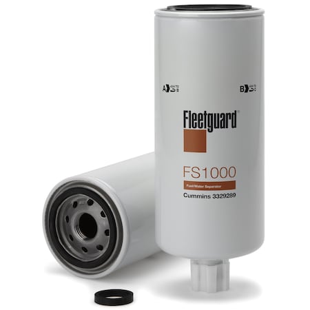 Fleetguard Fuel Filter, Fuel/Water Separator, Thread Size 1-14 Uns-2B, Overall Height 249.07Mm 9.806 In. FS1000